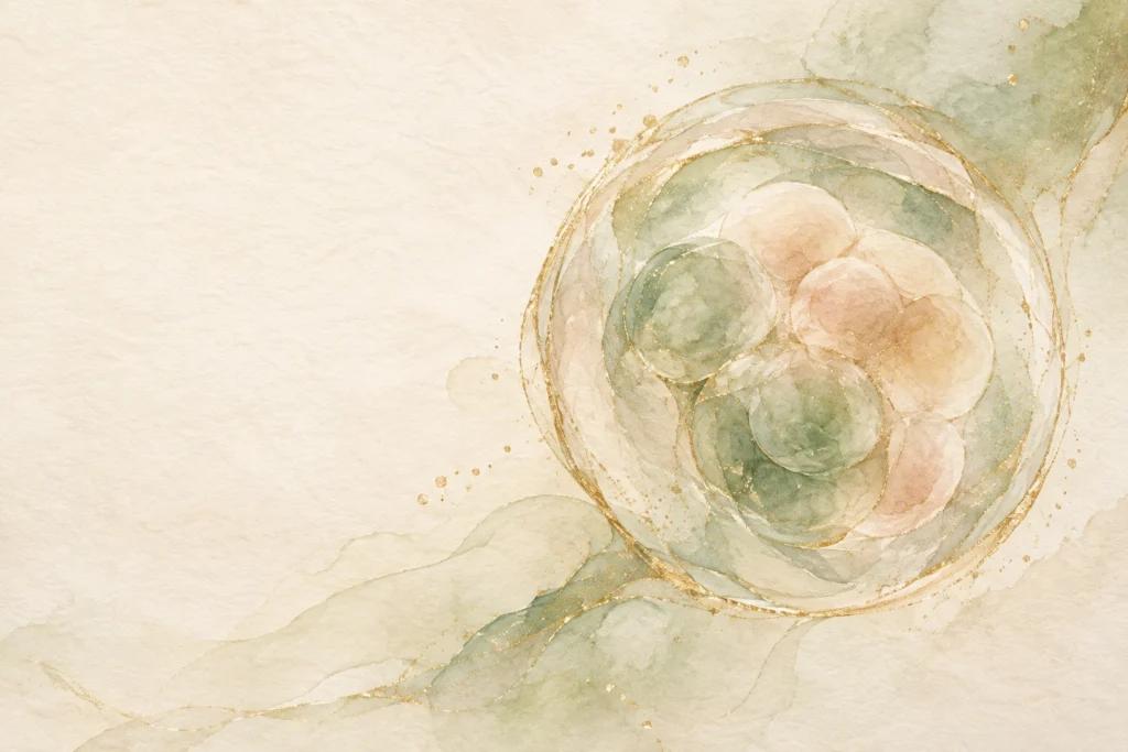 Watercolor artwork of an embryo