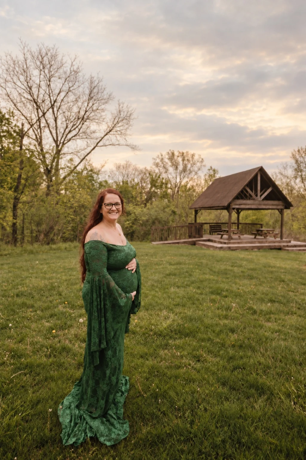 Expectant gestational carrier outdoors